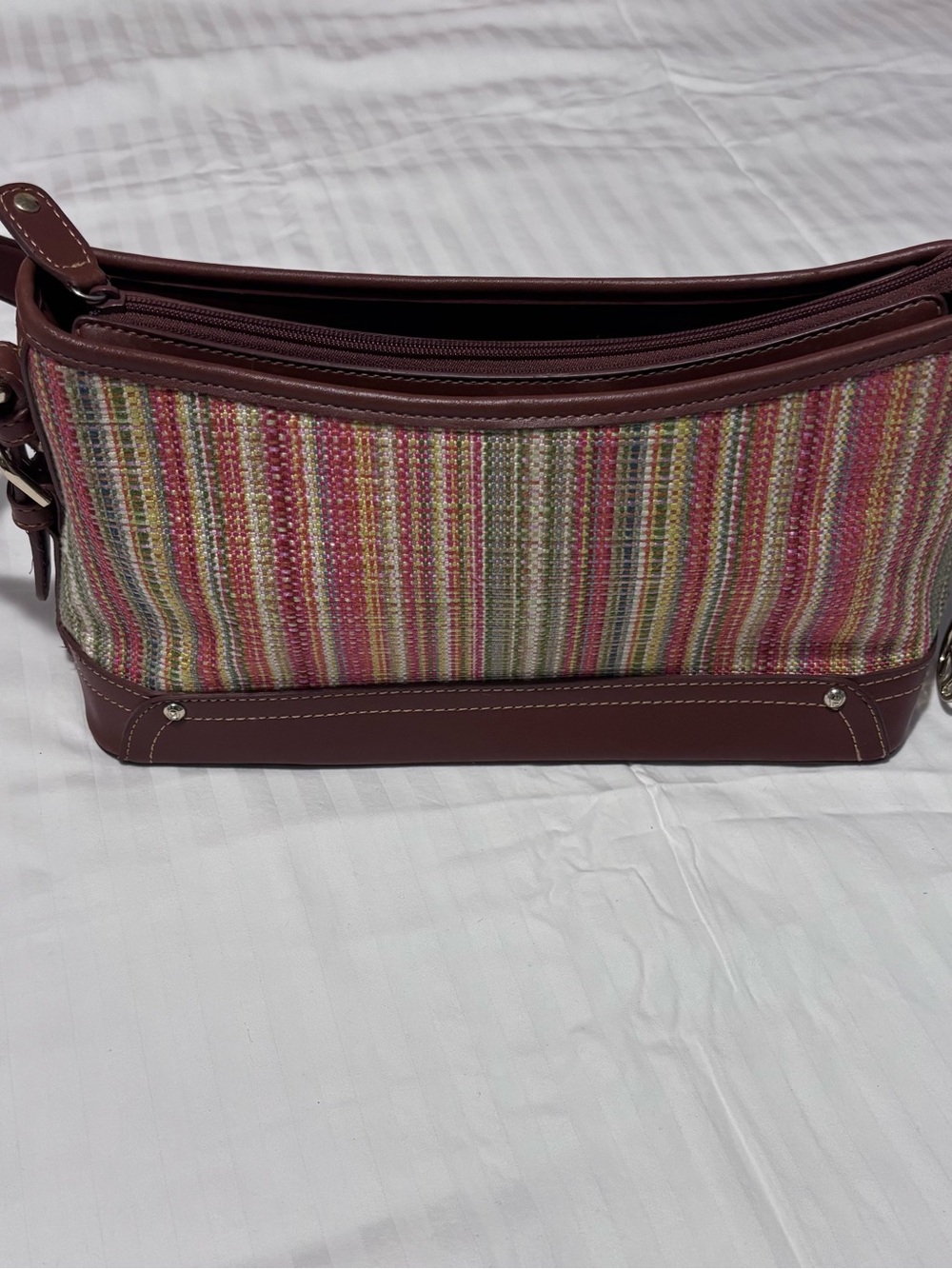 Etienne Aigner Est. 1949 Women's Brown Leather Handbag with Woven Striped Design